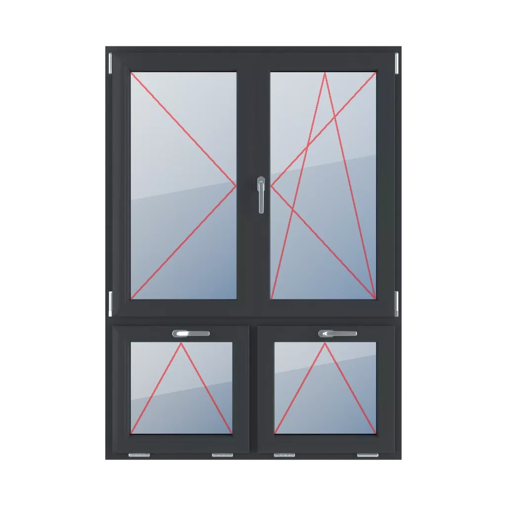 Tourner à gauche, poteau mobile, tourner-incliner à droite, incliner avec une poignée en haut fenetres type-de-fenetre quatre-vantaux division-verticale-asymetrique-70-30-avec-un-poteau-mobile  