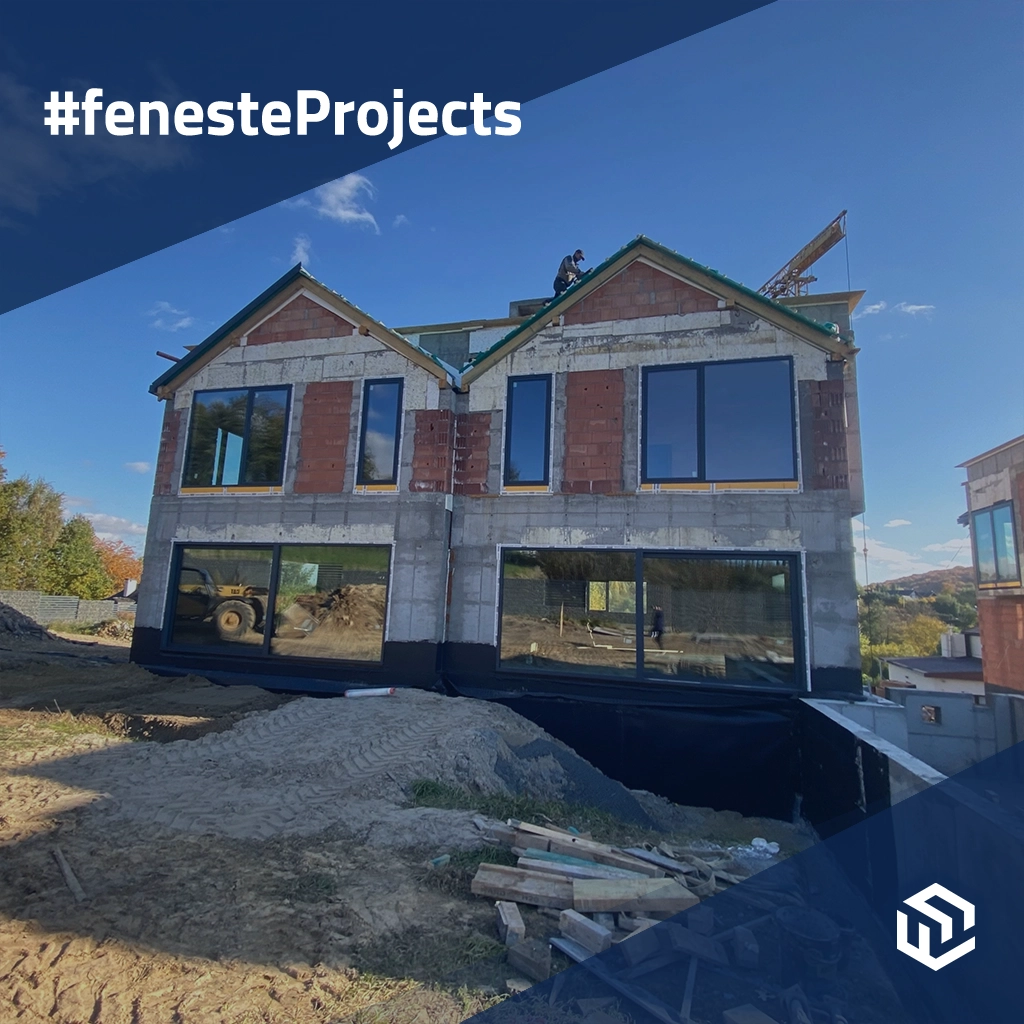 Maison jumelée futuriste avec fenêtres HST projets profiles-de-fenetre aluminium aliplast genese-75 