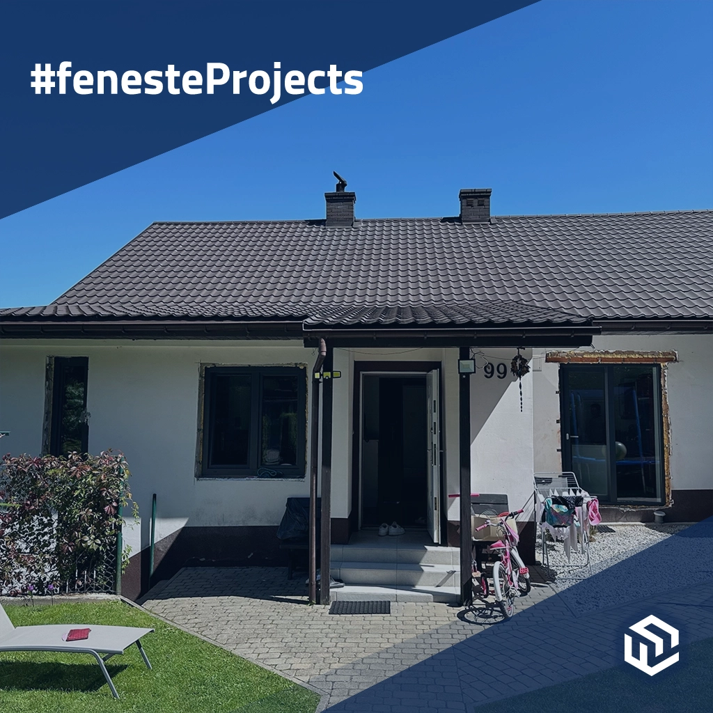 Petite maison individuelle avec fenêtres en gris anthracite projets couleurs-des-fenetres aluplast sable-gris-anthracite  